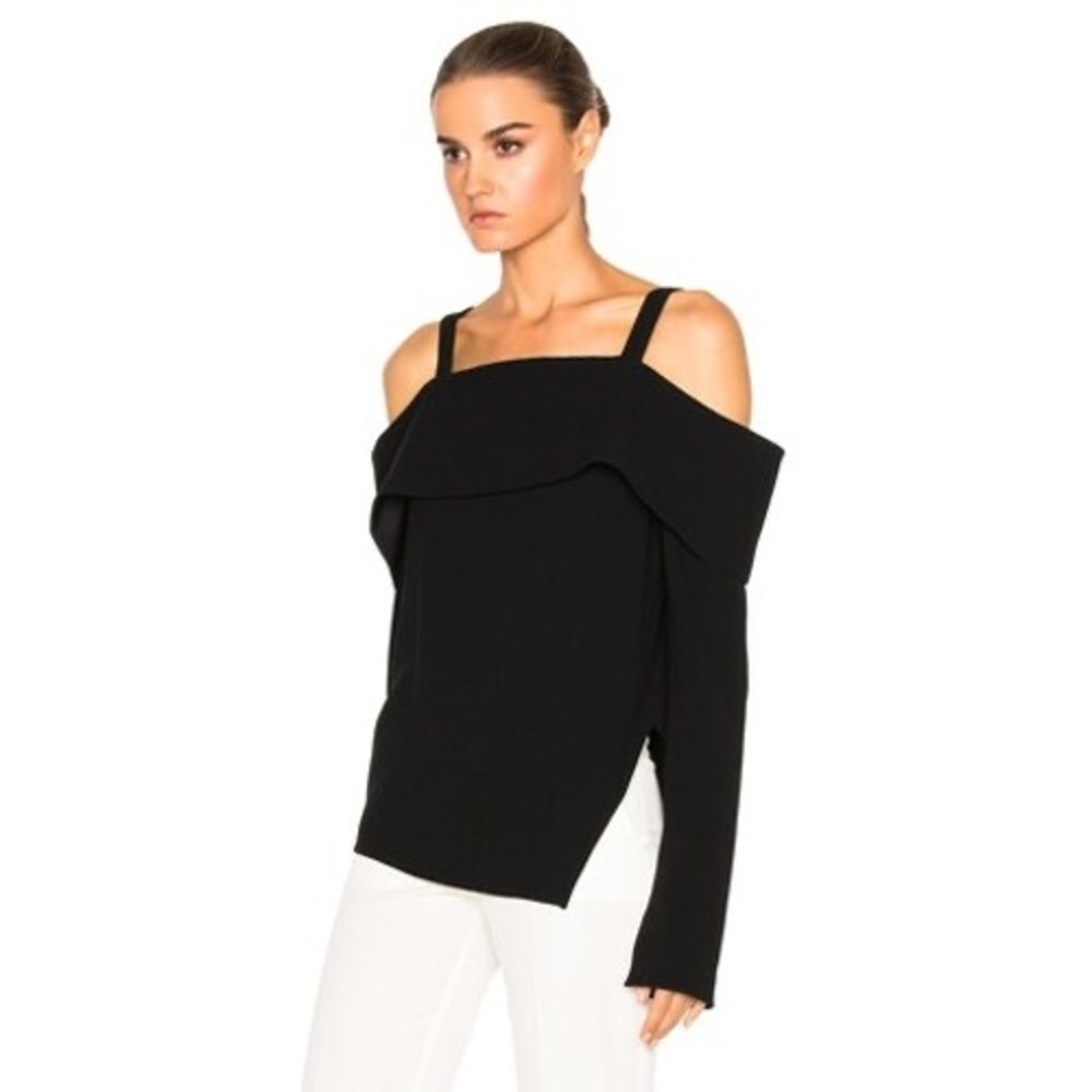 TIBI V‎ Back Decolette Top black 0 cold shoulder